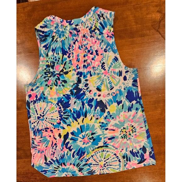 Lilly Pulitzer Essie Top Dive In Sleeveless Tank Top Gold Buttons Sz S - Picture 5 of 11